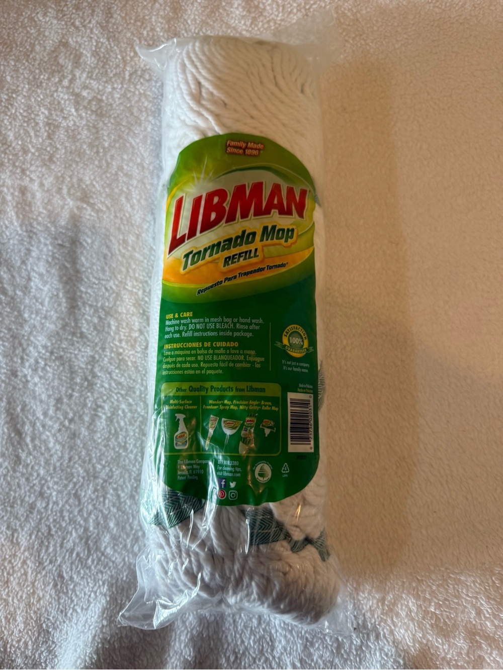 Libman Tornado Mop Refill Head Easy to Change Made w/ Recycled Fibers NEW
